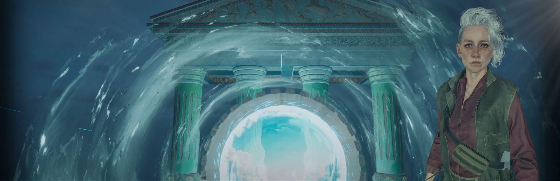 Aeon Tempus — the researcher standing before the time portal
